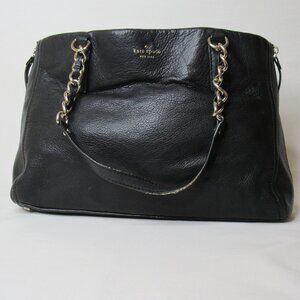 Kate Spade Cobble Hill Andee Black Leather Tote Bag Chain Strap
